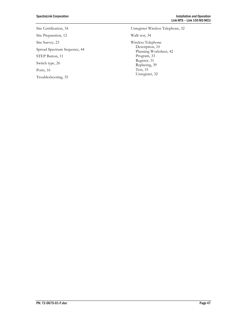 SpectraLink Link 150 M3 MCU User Manual | Page 47 / 47