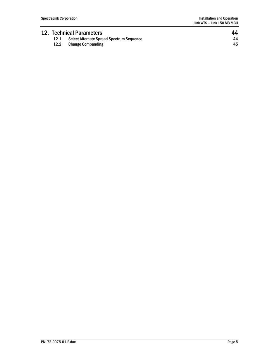 Technical parameters 44 | SpectraLink Link 150 M3 MCU User Manual | Page 5 / 47