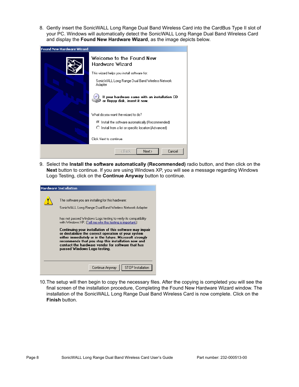 SonicWALL Wireless Card User Manual | Page 9 / 26
