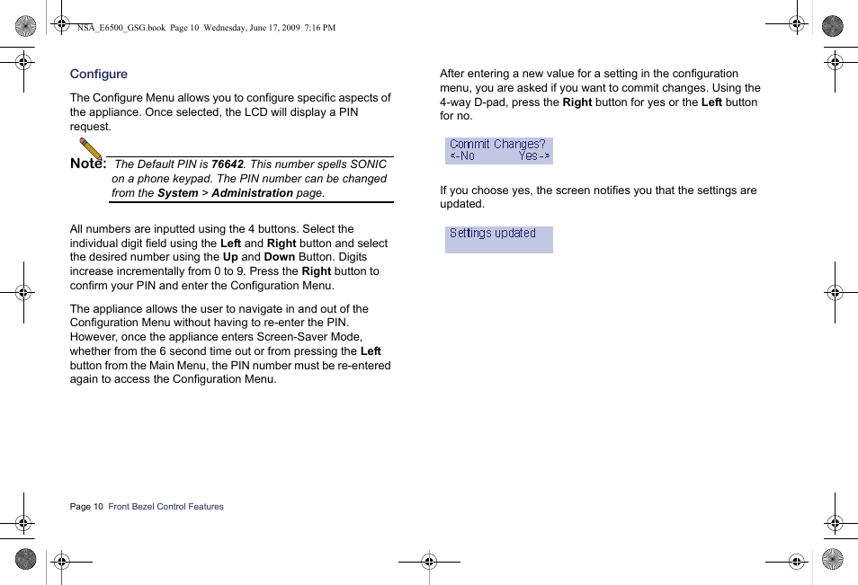 Configure | SonicWALL EClass NSA E6500 User Manual | Page 11 / 78