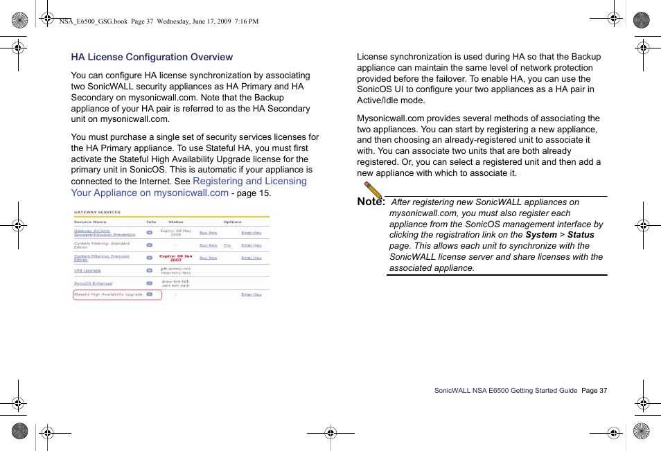 Ha license configuration overview | SonicWALL EClass NSA E6500 User Manual | Page 38 / 78