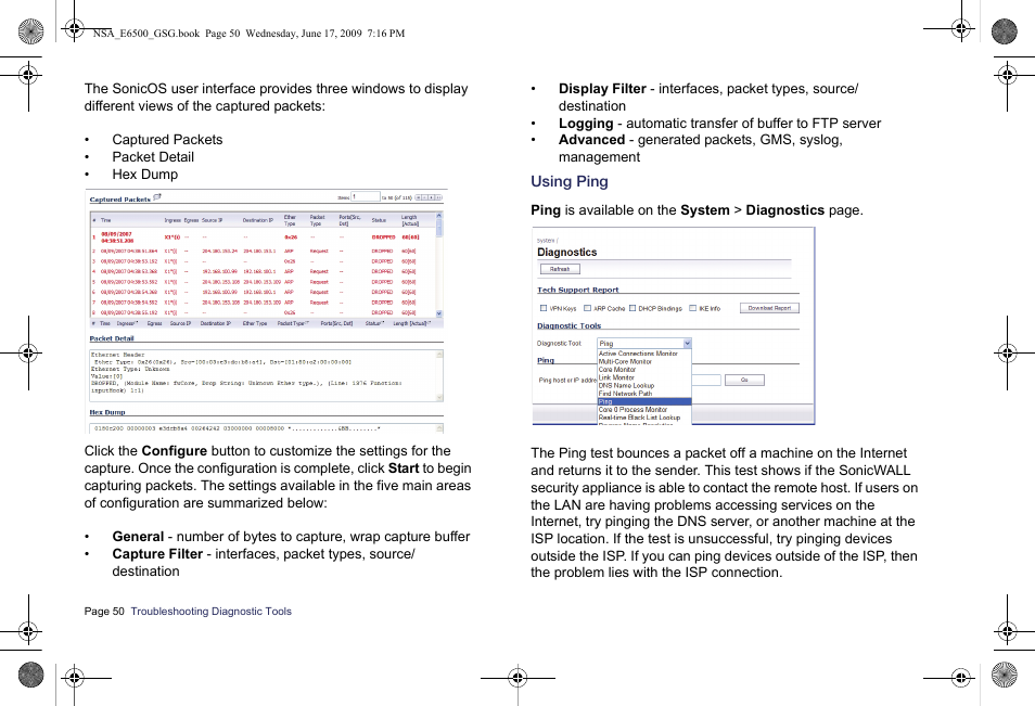 Using ping | SonicWALL EClass NSA E6500 User Manual | Page 51 / 78