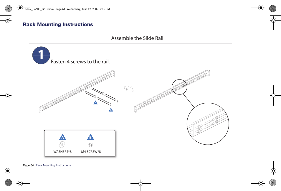 Rack mounting instructions | SonicWALL EClass NSA E6500 User Manual | Page 65 / 78