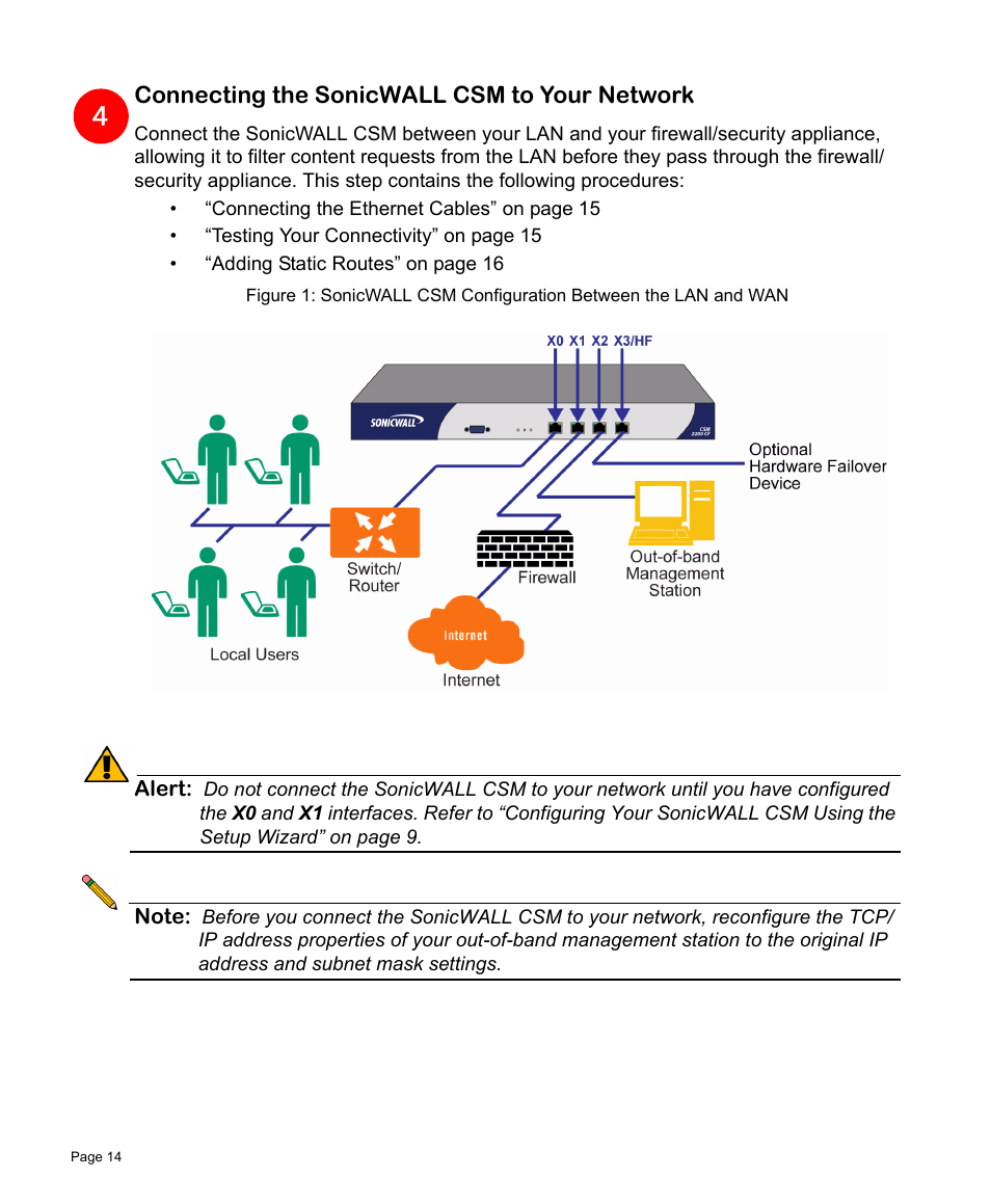 Connecting the sonicwall csm to your network | SonicWALL Content Security Manager 2200 User Manual | Page 15 / 44