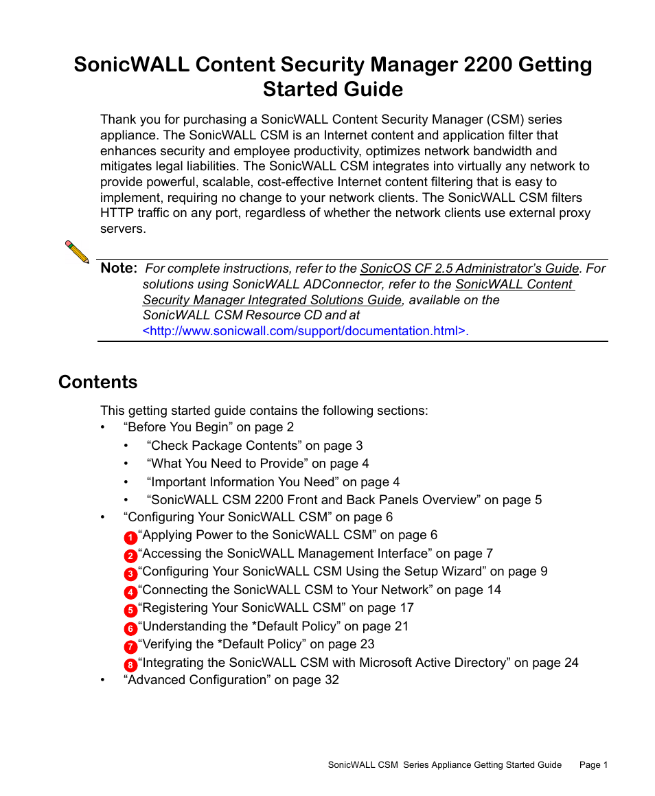 SonicWALL Content Security Manager 2200 User Manual | Page 2 / 44