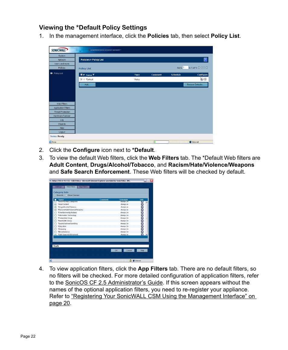 SonicWALL Content Security Manager 2200 User Manual | Page 23 / 44