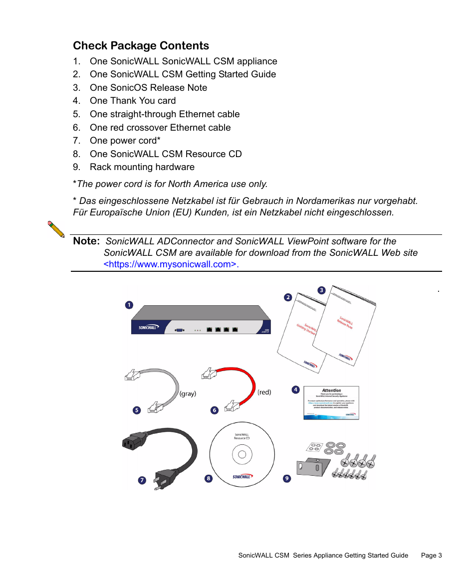 Check package contents | SonicWALL Content Security Manager 2200 User Manual | Page 4 / 44