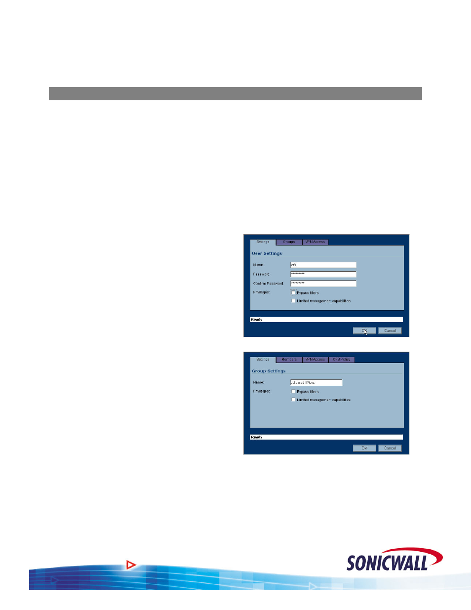 User level authentication and schedules | SonicWALL OS 2.x User Manual | Page 12 / 20