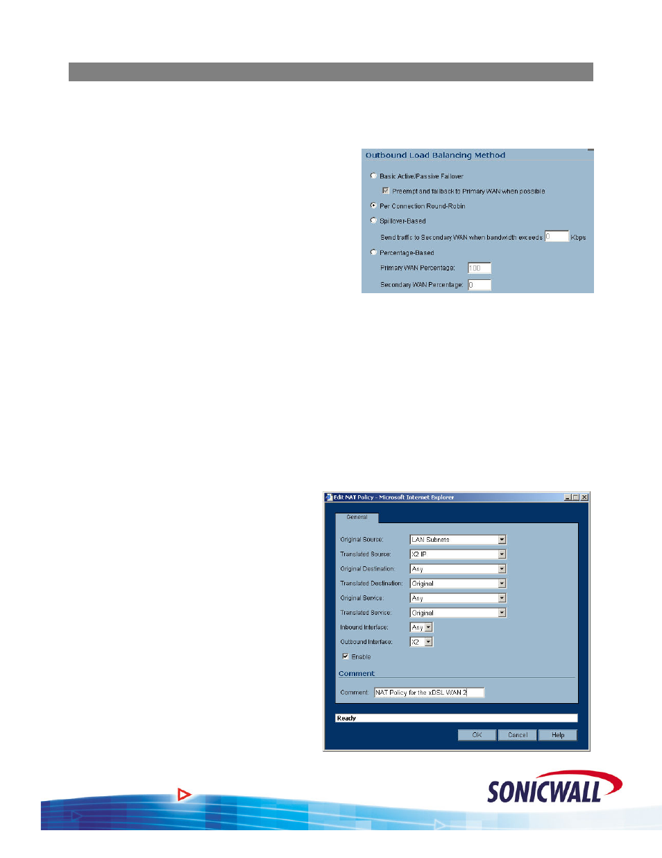 Wan load balancing | SonicWALL OS 2.x User Manual | Page 19 / 20