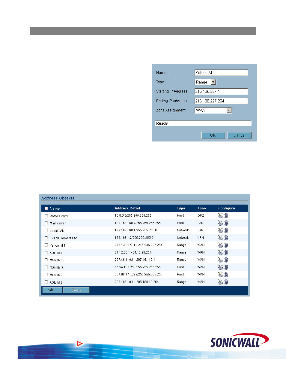 Objects and groups - configuration | SonicWALL OS 2.x User Manual | Page 7 / 20