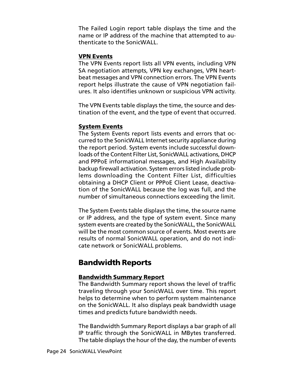 Bandwidth reports | SonicWALL ViewPoint User Manual | Page 25 / 37