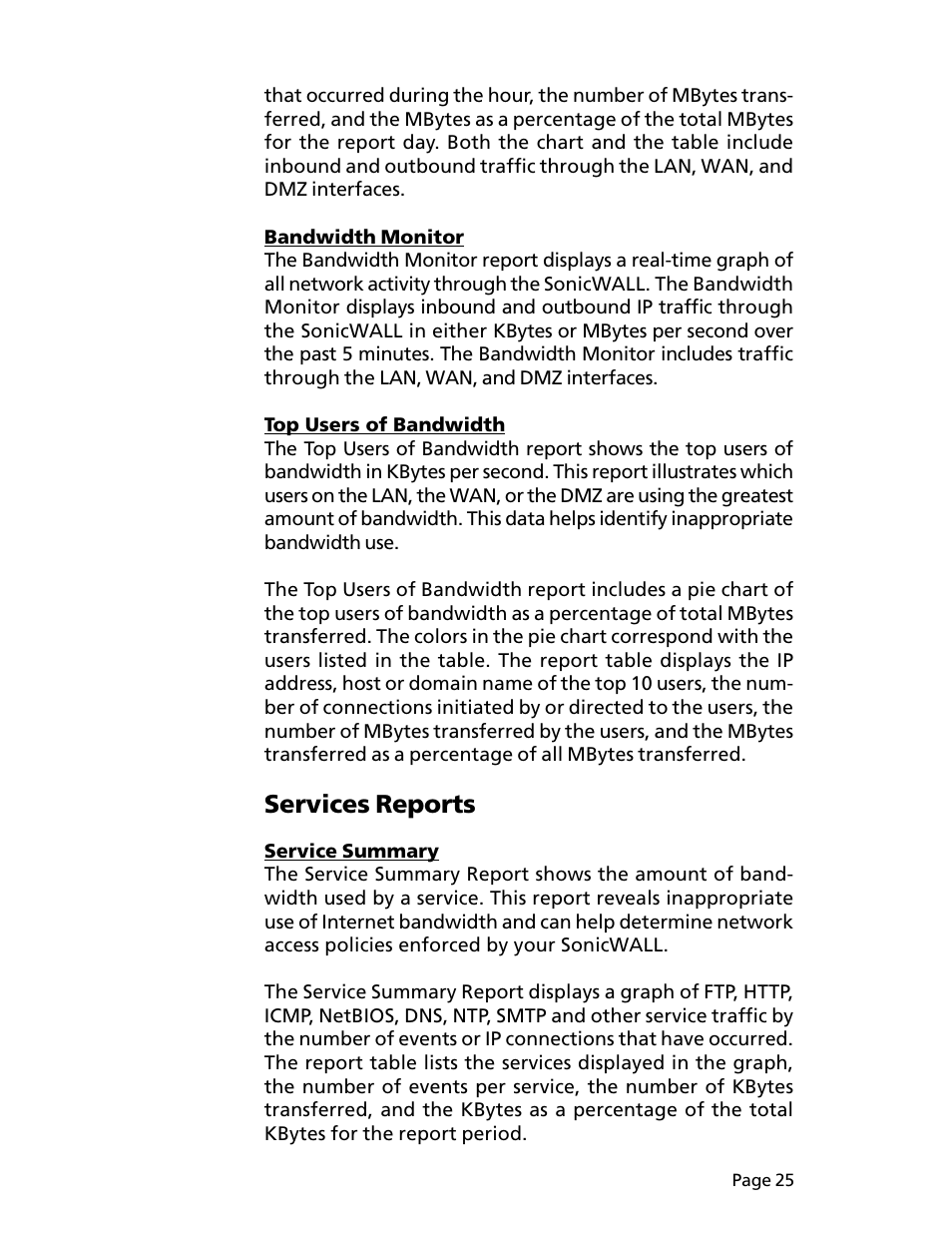 Services reports | SonicWALL ViewPoint User Manual | Page 26 / 37