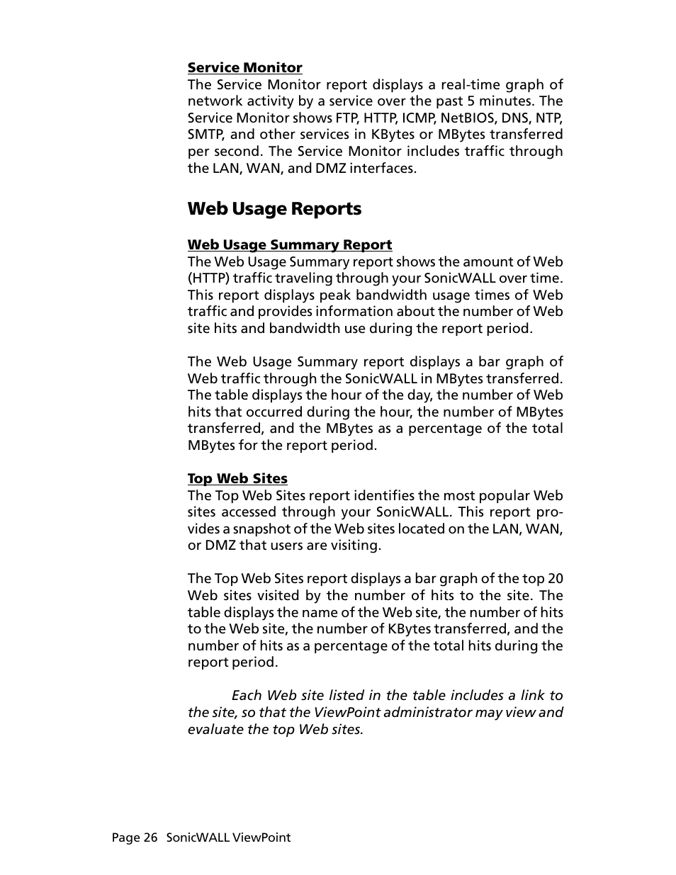 Web usage reports | SonicWALL ViewPoint User Manual | Page 27 / 37