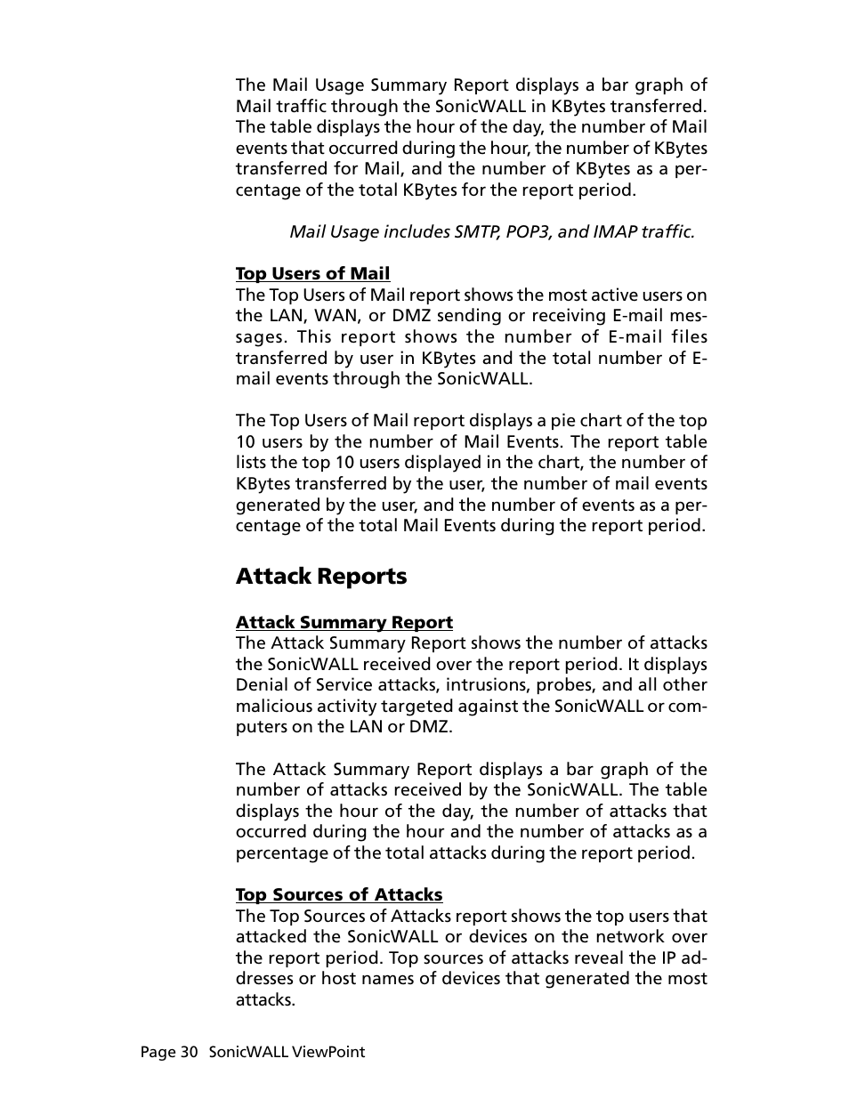 Attack reports | SonicWALL ViewPoint User Manual | Page 31 / 37