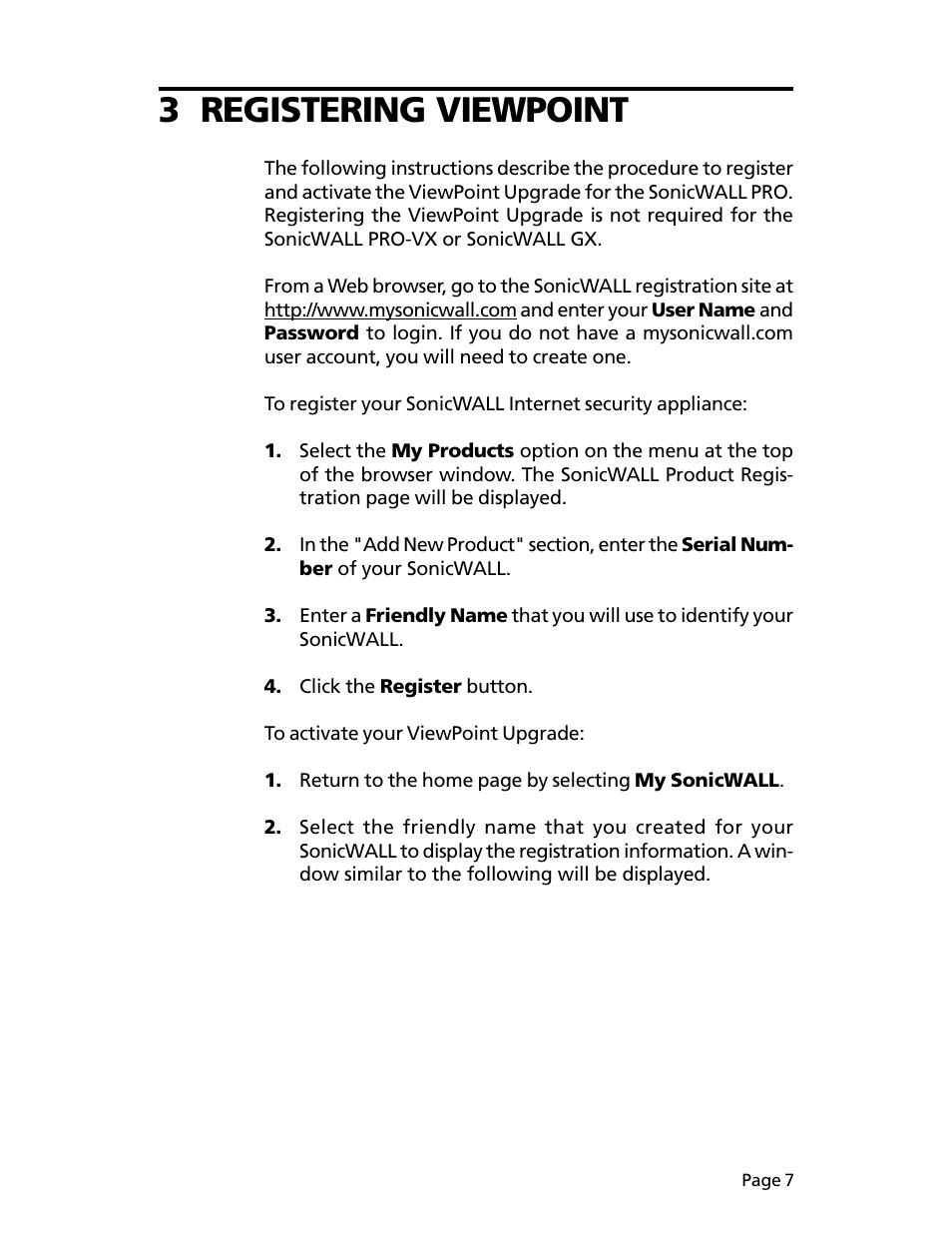 3 registering viewpoint | SonicWALL ViewPoint User Manual | Page 8 / 37