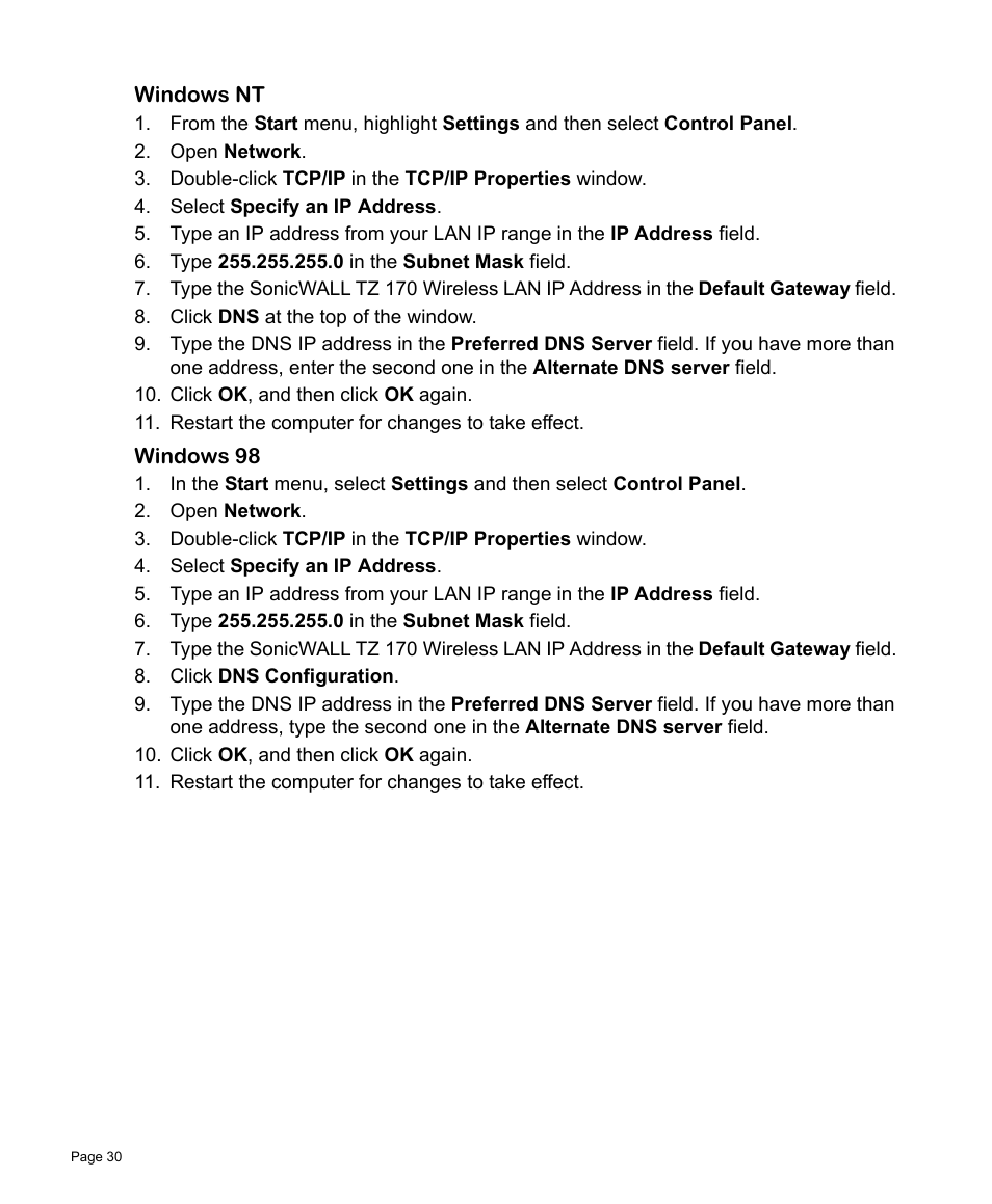 SonicWALL TZ 170 User Manual | Page 31 / 42