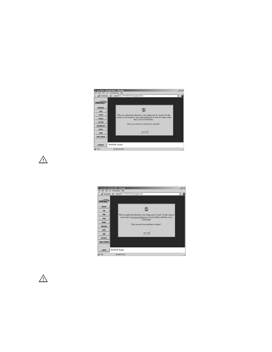 Updating firmware manually | SonicWALL Internet Security Appliances User Manual | Page 117 / 293