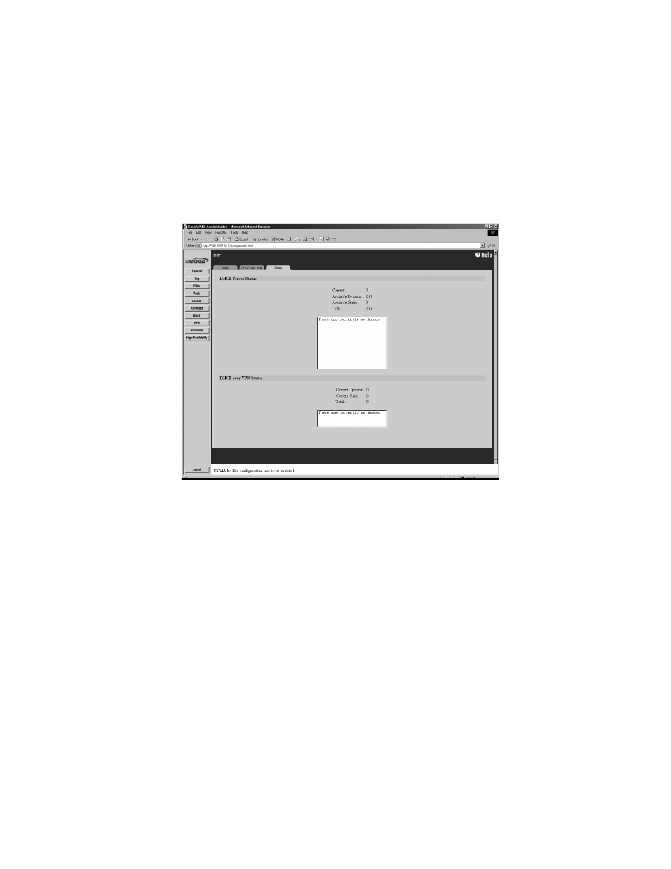 Dhcp status | SonicWALL Internet Security Appliances User Manual | Page 171 / 293