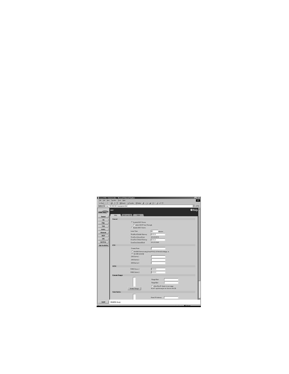 Dhcp server on the sonicwall tele3 tz and tzx, Setup, Allow dhcp pass through in standard mode | SonicWALL Internet Security Appliances User Manual | Page 172 / 293