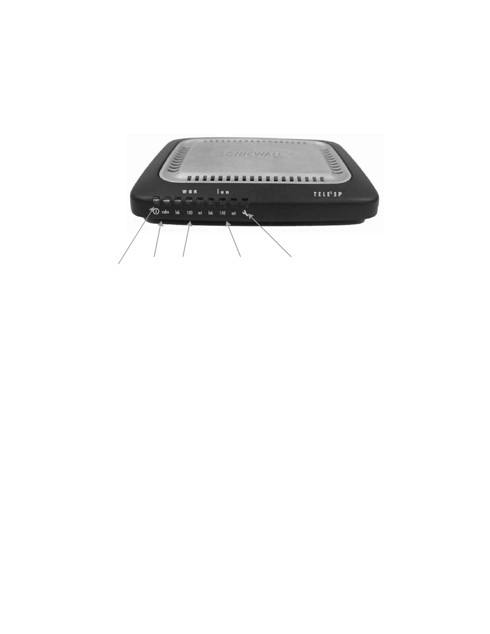 Sonicwall tele3 sp front panel, Sonicwall tele3 sp front panel description | SonicWALL Internet Security Appliances User Manual | Page 242 / 293