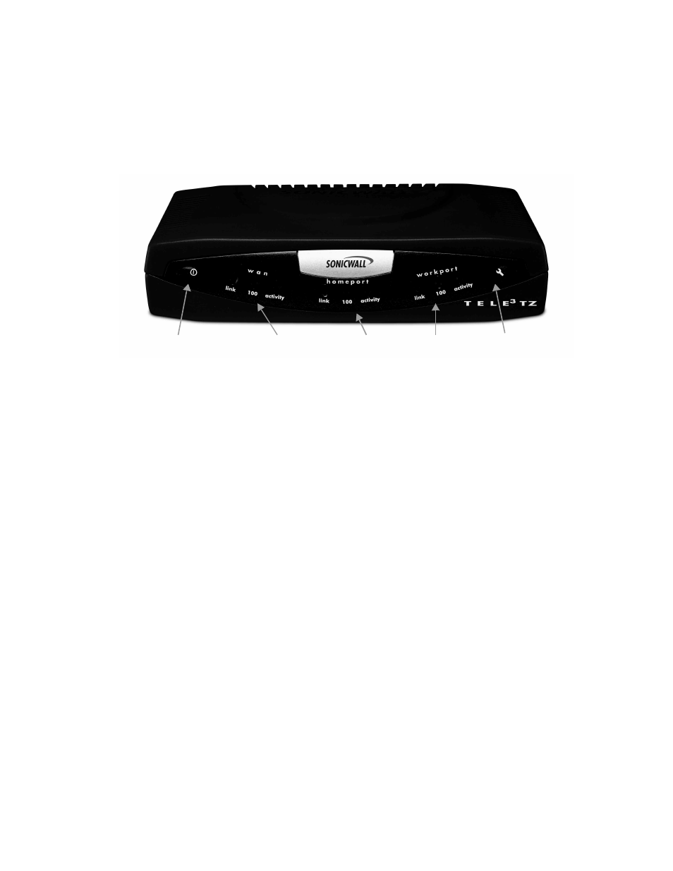 Sonicwall tele3 tz front panel, Sonicwall tele3 tz front panel description | SonicWALL Internet Security Appliances User Manual | Page 244 / 293