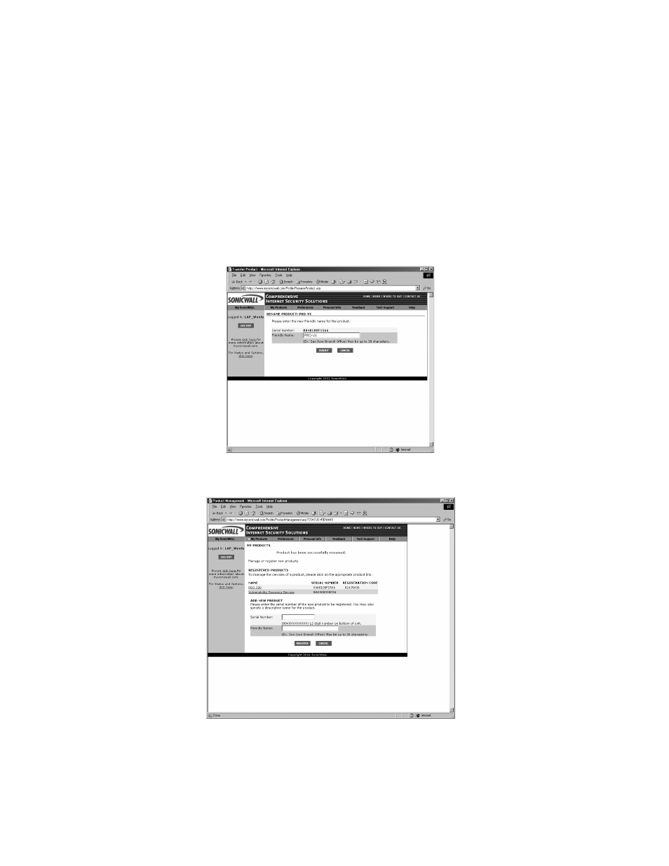 Managing your sonicwall, Renaming your sonicwall | SonicWALL Internet Security Appliances User Manual | Page 53 / 293