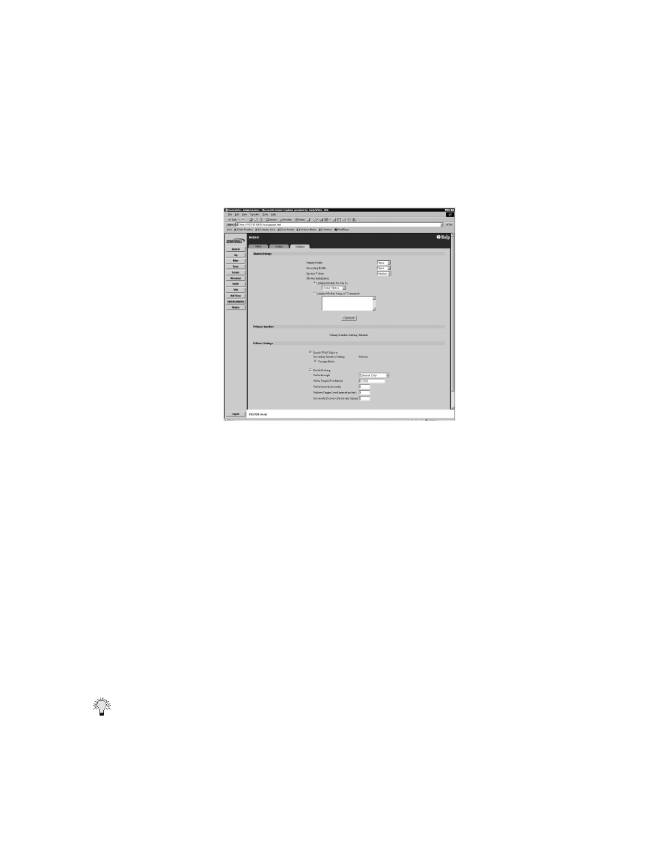 Tele3 sp modem configuration, Modem settings | SonicWALL Internet Security Appliances User Manual | Page 63 / 293