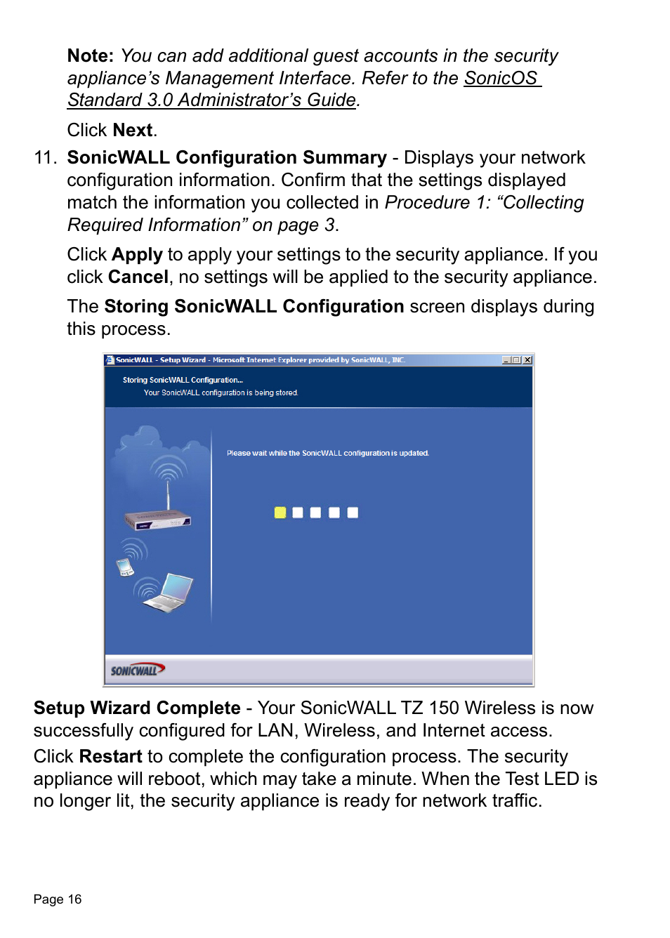 SonicWALL TZ 150 Wireless User Manual | Page 17 / 38