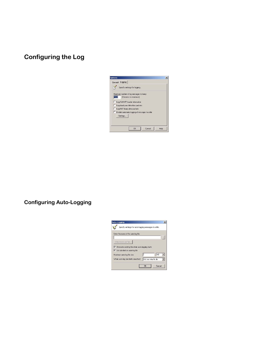 Configuring the log, Configuring auto-logging | SonicWALL none User Manual | Page 33 / 66