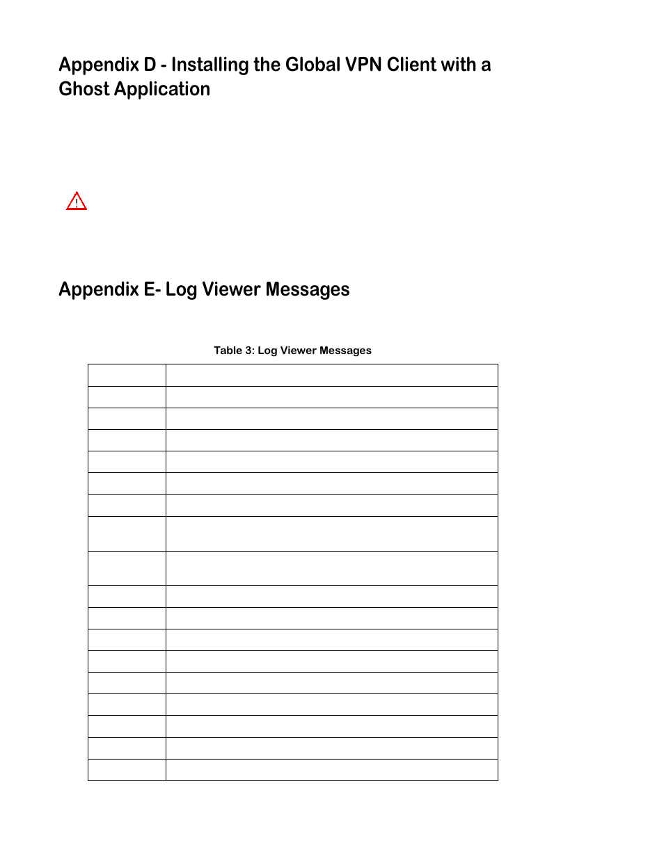 Appendix e- log viewer messages | SonicWALL none User Manual | Page 51 / 66