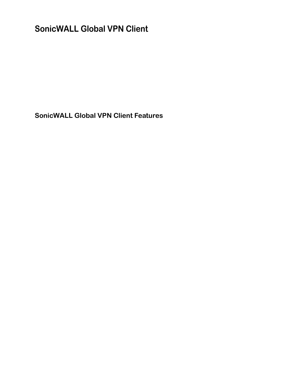 Sonicwall global vpn client, Sonicwall global vpn client features | SonicWALL none User Manual | Page 6 / 66