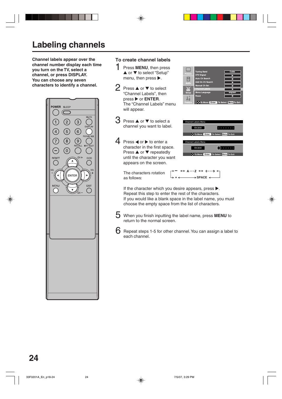 24 labeling channels | Sansui HDLCD1900 User Manual | Page 24 / 44
