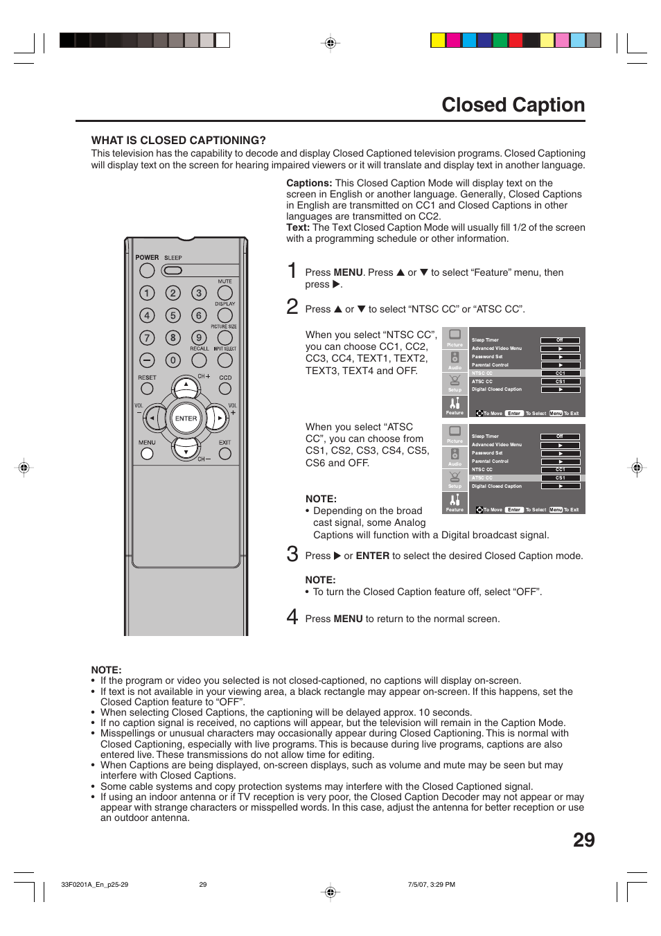 Closed caption, What is closed captioning | Sansui HDLCD1900 User Manual | Page 29 / 44