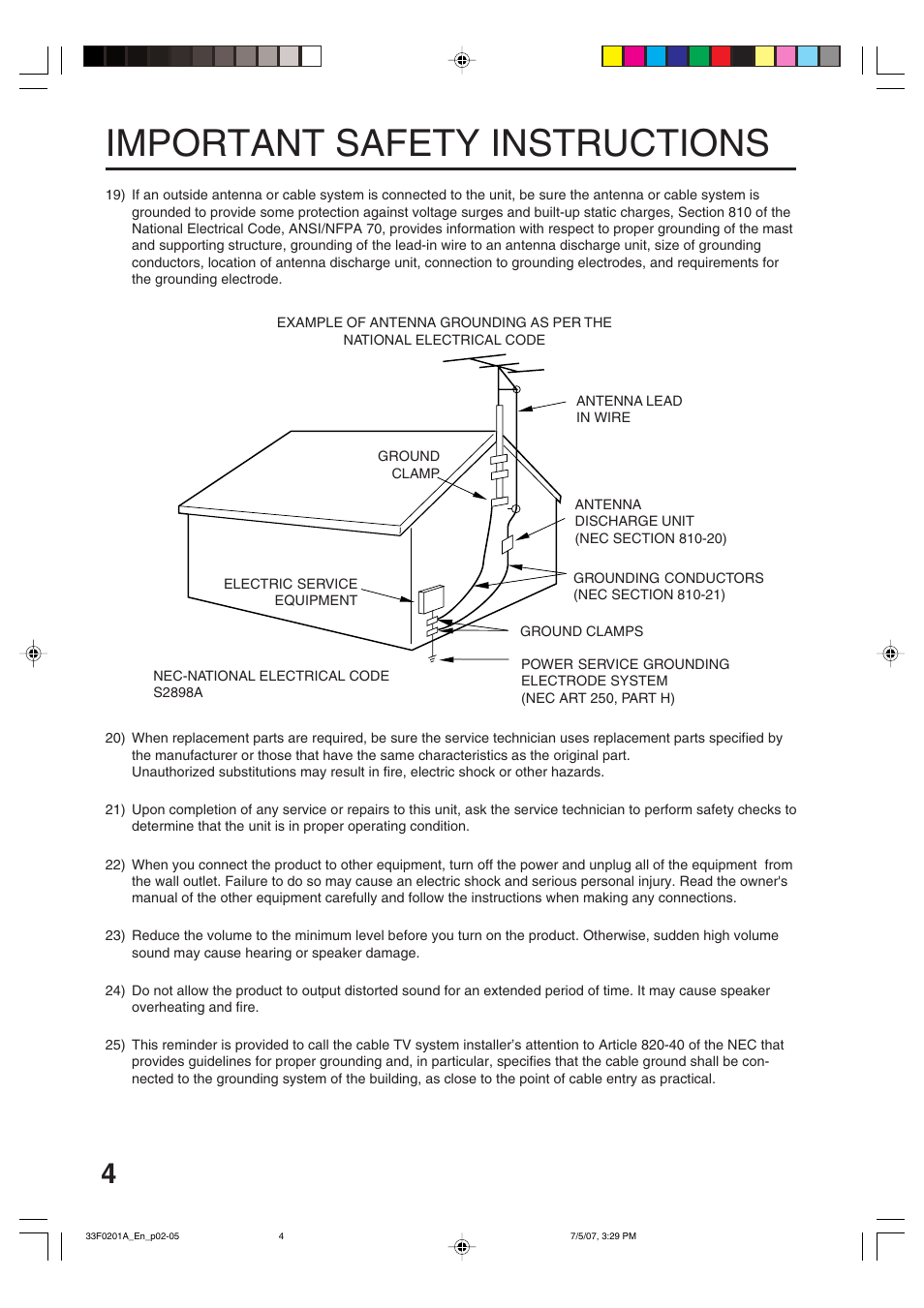Important safety instructions | Sansui HDLCD1900 User Manual | Page 4 / 44