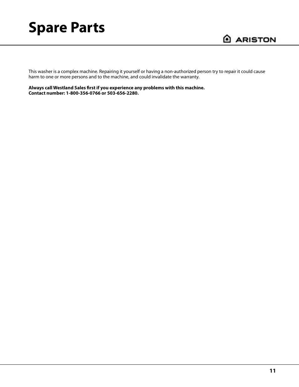 Spare parts | Splendide AW122 User Manual | Page 11 / 20
