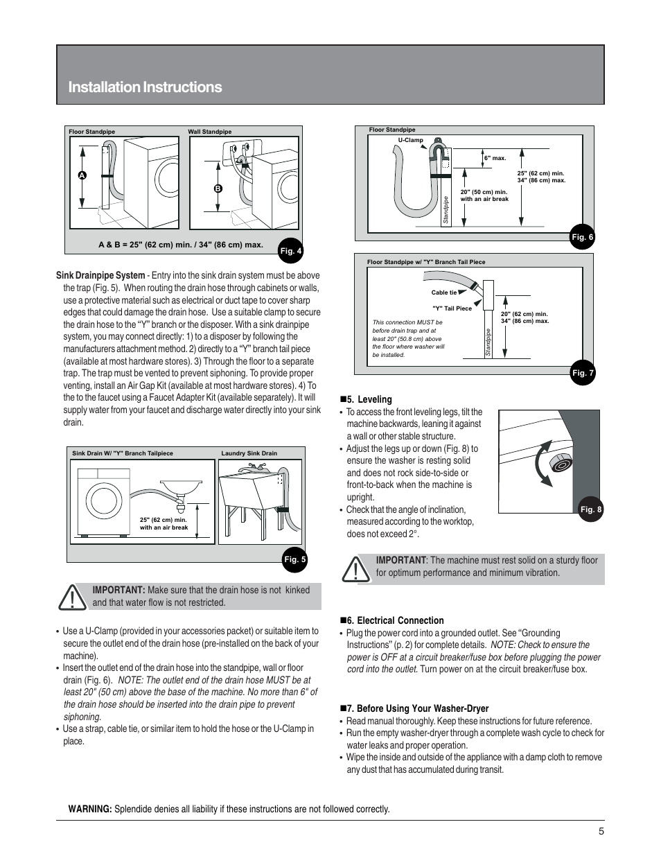 Installation instructions | Splendide 6200 User Manual | Page 6 / 21