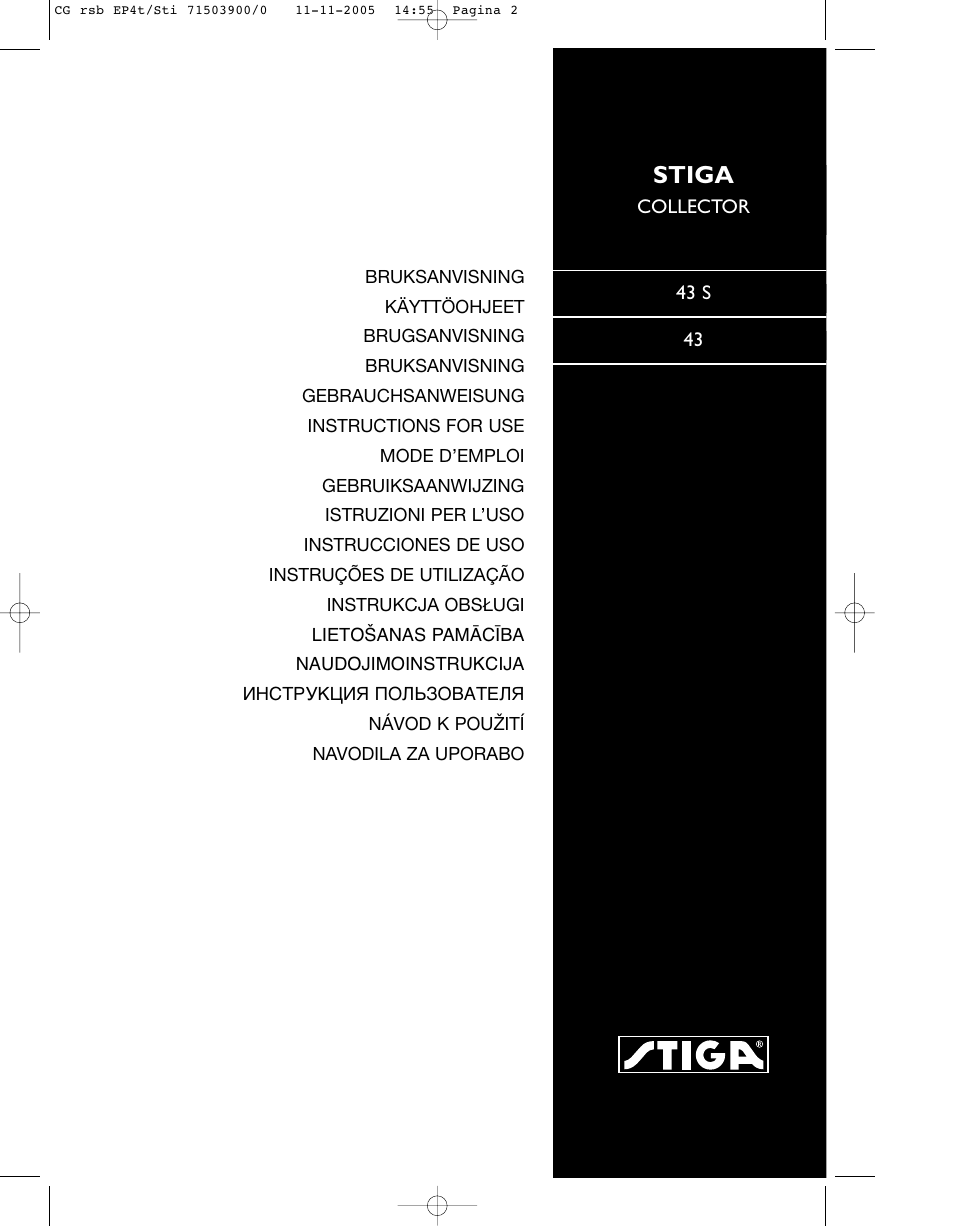 Stiga COLLECTOR 43S User Manual | 15 pages