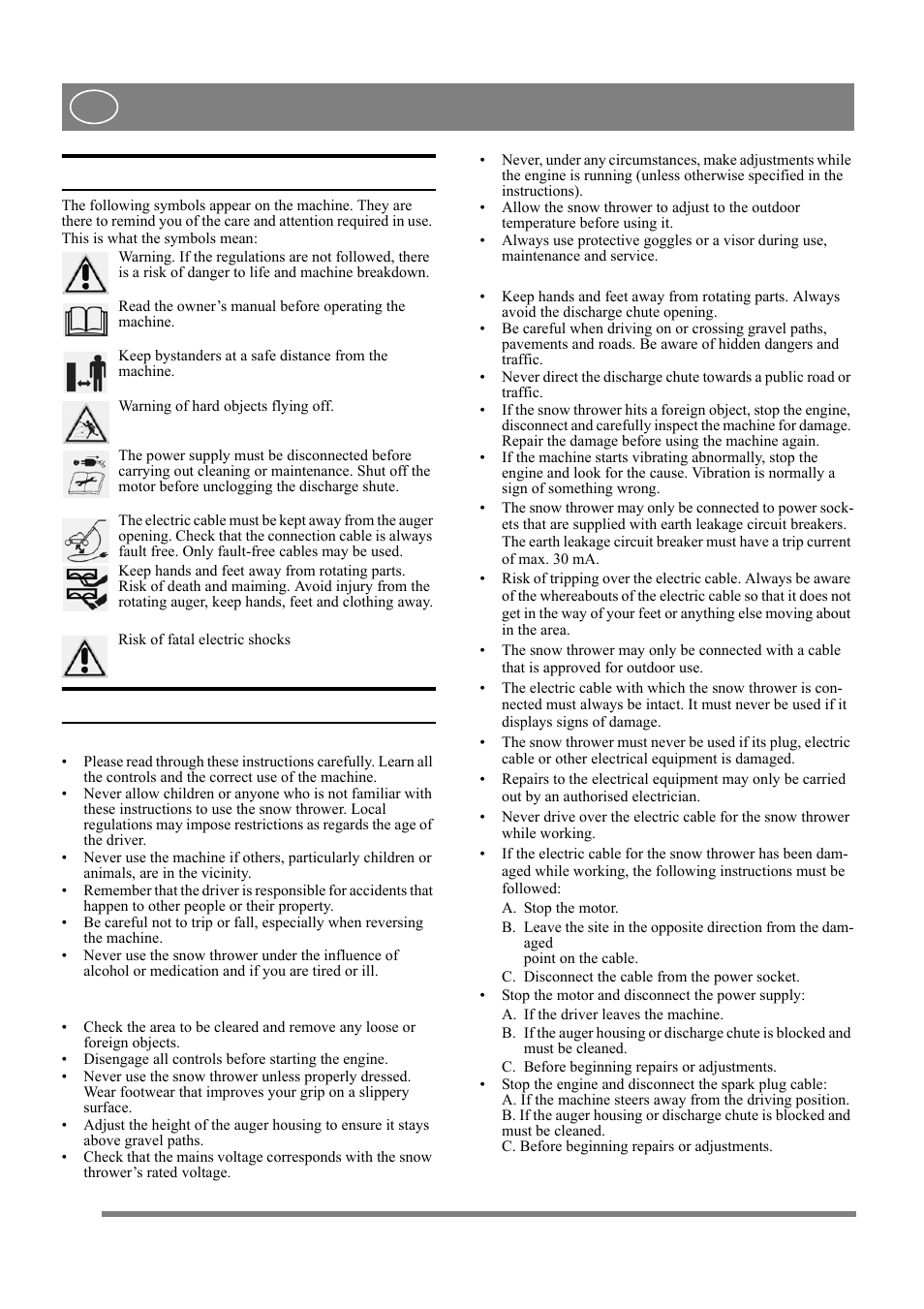 English, 1 symbols, 2 safety instructions | Stiga 8218-2218-71 User Manual | Page 4 / 8