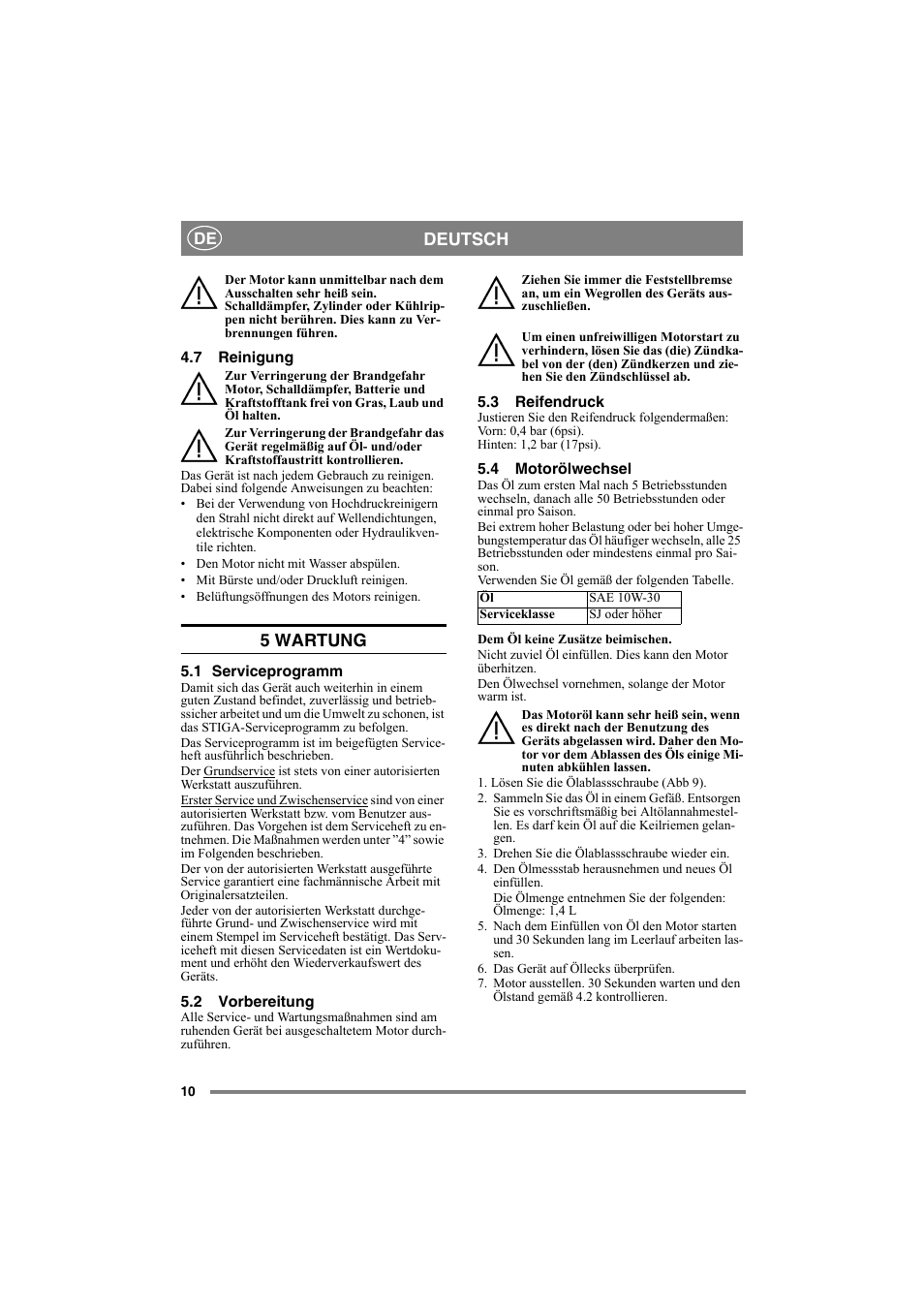 Deutsch, 5 wartung | Stiga 8221-0034-80 User Manual | Page 10 / 36