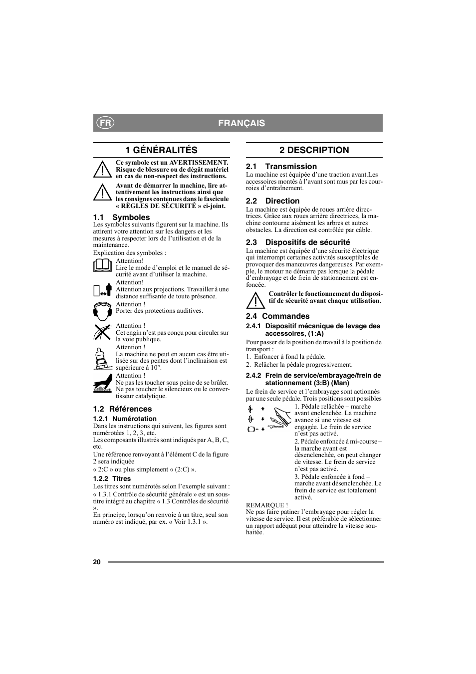 Français, 1 généralités, 2 description | Stiga 8221-0034-80 User Manual | Page 20 / 36