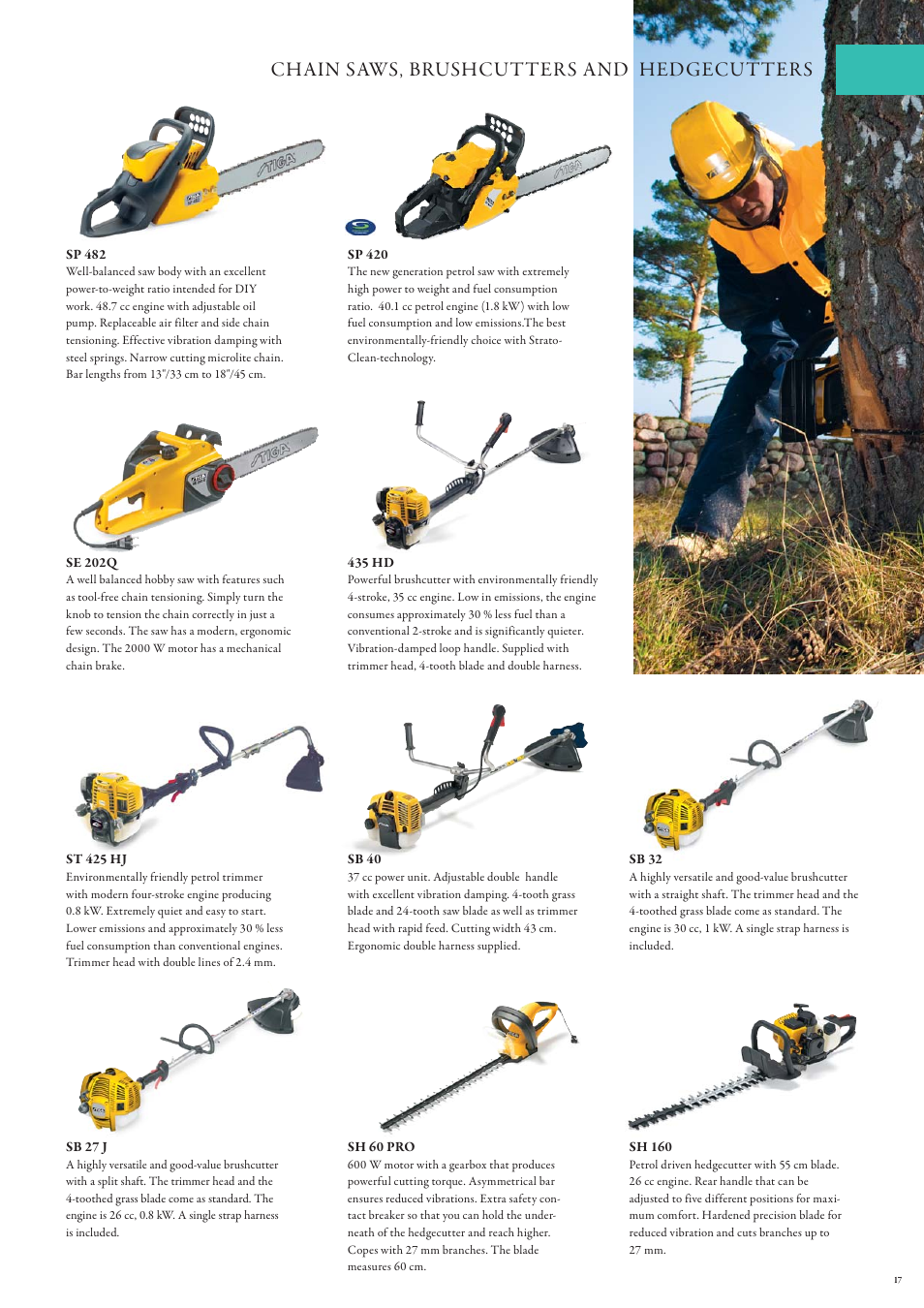 Chain saws, brushcutter s and hedgecutter s | Stiga Snow Throwers User Manual | Page 17 / 20