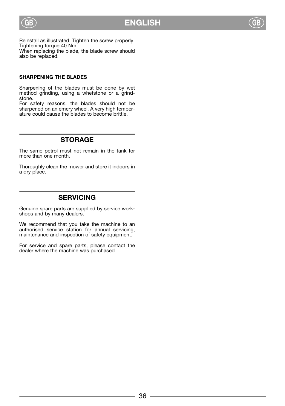 English gb gb | Stiga MULTICLIP 51 SE User Manual | Page 8 / 8