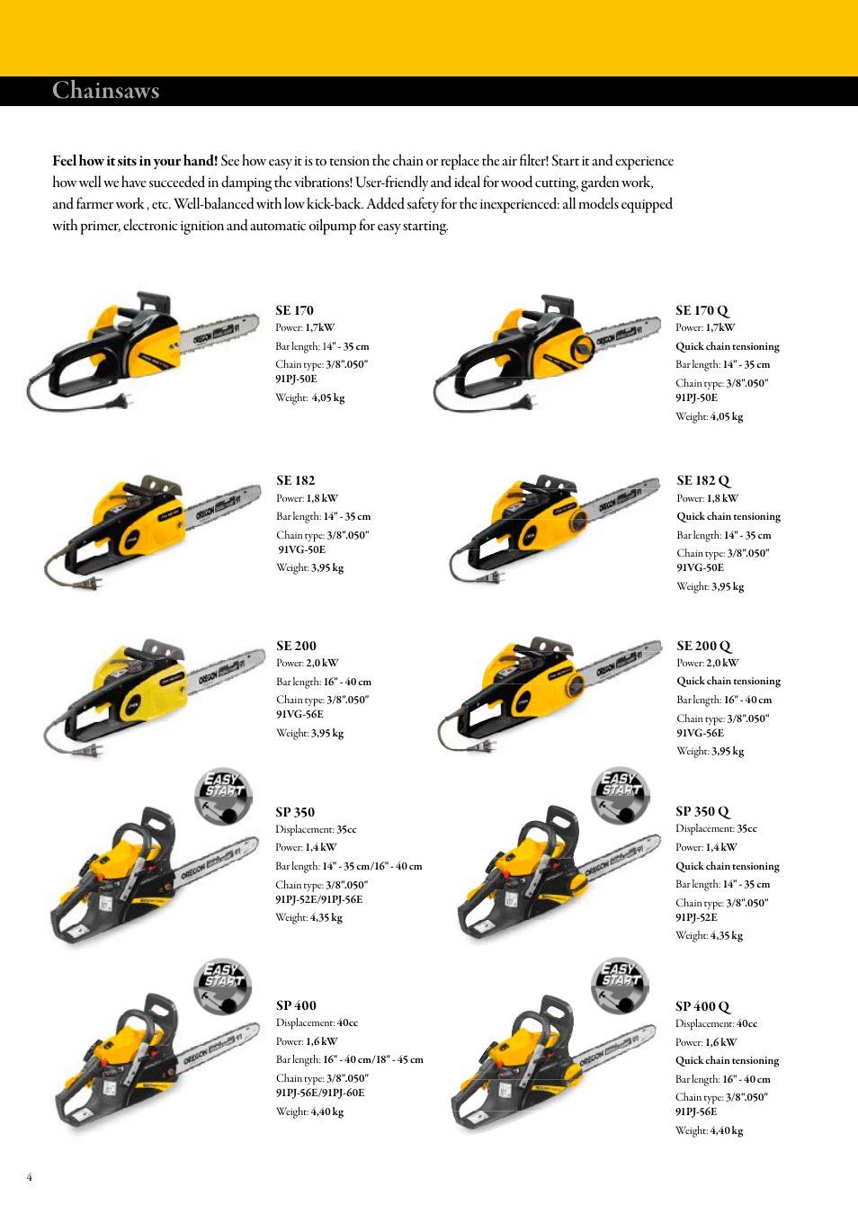 Chainsaws | Stiga Lawn tractors User Manual | Page 4 / 8