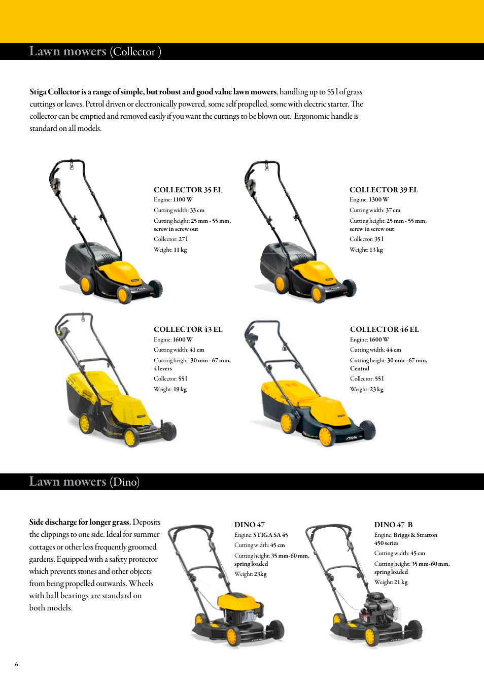Lawn mowers, Collector ), Dino) | Stiga Lawn tractors User Manual | Page 6 / 8