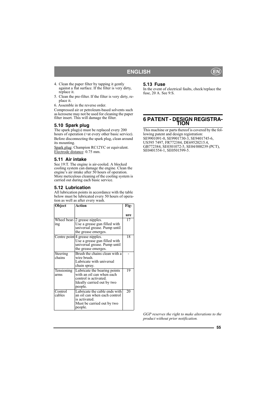 English, 6 patent - design registra- tion | Stiga COMPACT 8211-0001-70 User Manual | Page 14 / 15