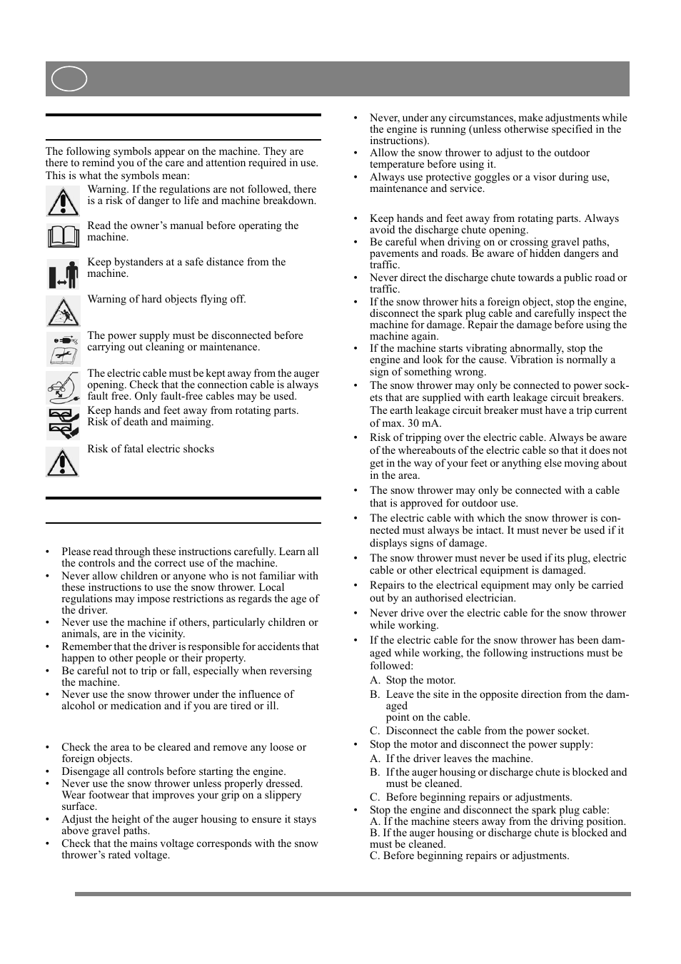 English, 1 symbols, 2 safety instructions | Stiga COMPACT LINE 8218-2218-70 User Manual | Page 4 / 8