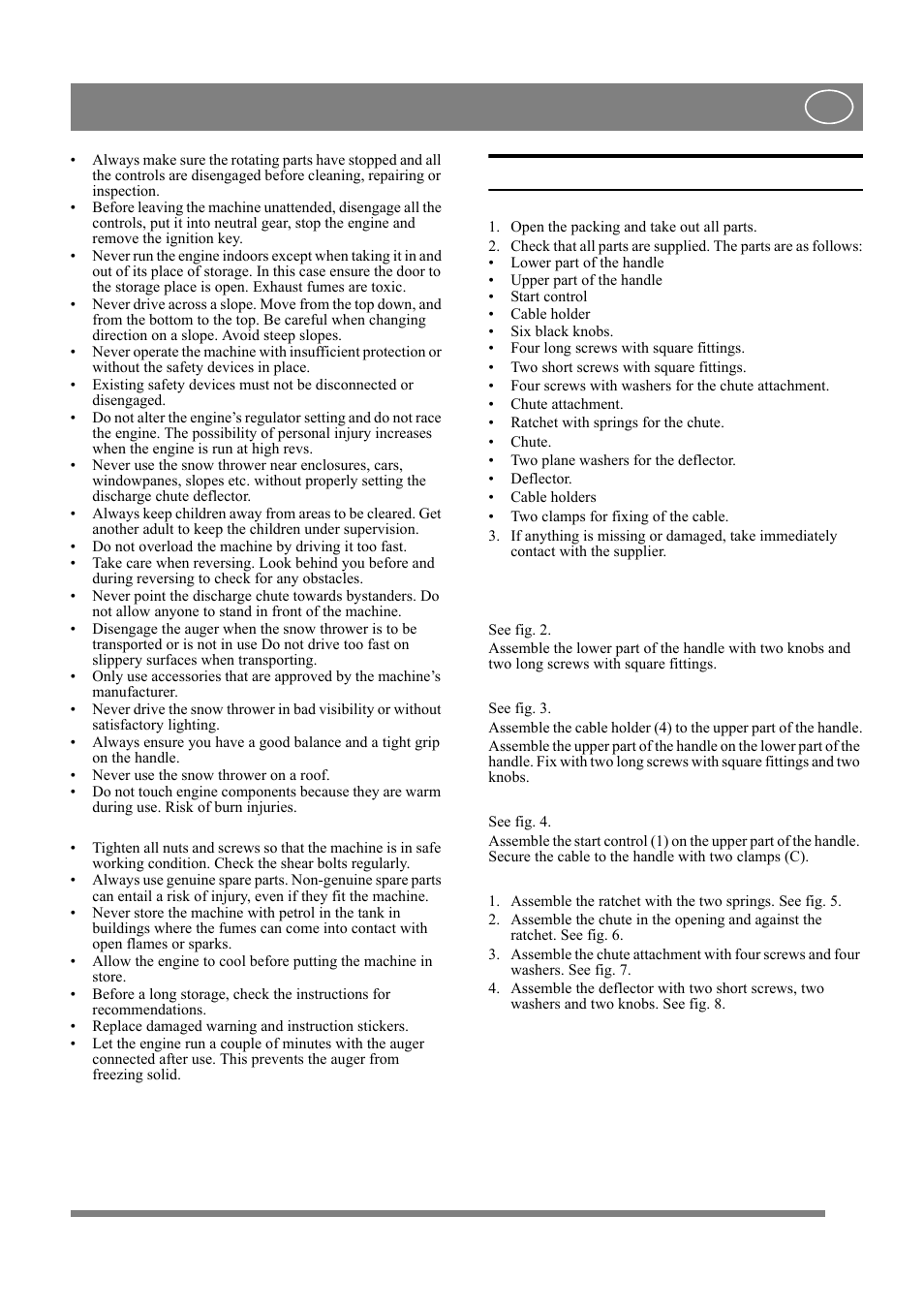 English, 3 assembly | Stiga COMPACT LINE 8218-2218-70 User Manual | Page 5 / 8