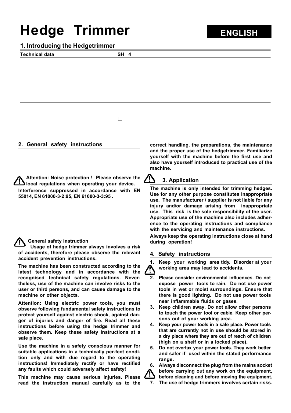 Hedge trimmer, English, Introducing the hedgetrimmer | Stiga SH 54 User Manual | Page 6 / 10