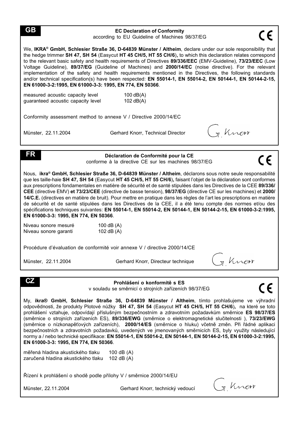 Fr cz | Stiga SH 54 User Manual | Page 9 / 10