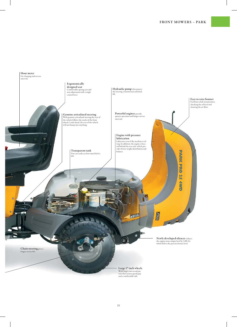 Fron t mow er s – pa r k | Stiga Garden Range Primo User Manual | Page 15 / 76